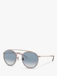 Ray-Ban RB3647N Unisex Double Bridge Oval Sunglasses, Copper/Light Blue Gradient