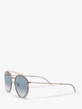 Ray-Ban RB3647N Unisex Double Bridge Oval Sunglasses, Copper/Light Blue Gradient