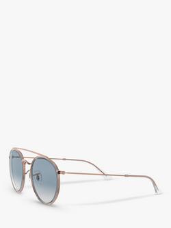 Ray-Ban RB3647N Unisex Double Bridge Oval Sunglasses, Copper/Light Blue Gradient - view 2, Copper/Light Blue Gradient