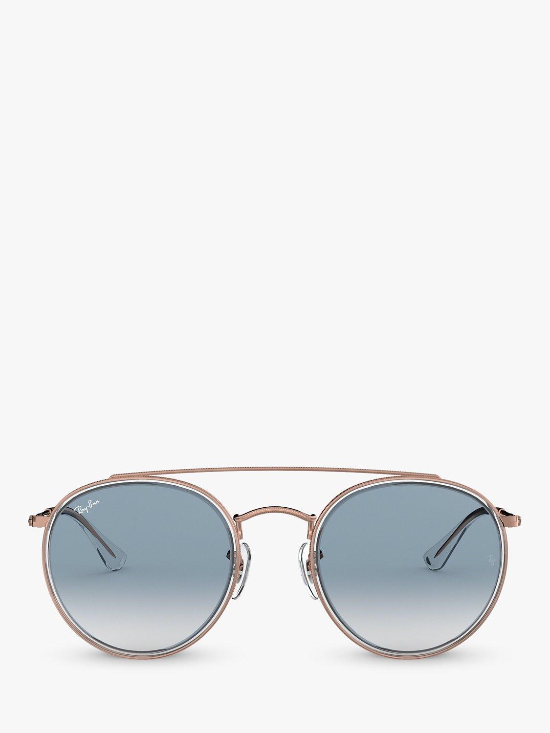 Product image 3 of 11, which shows Ray-Ban RB3647N Unisex Double Bridge Oval Sunglasses, Copper/Light Blue Gradient