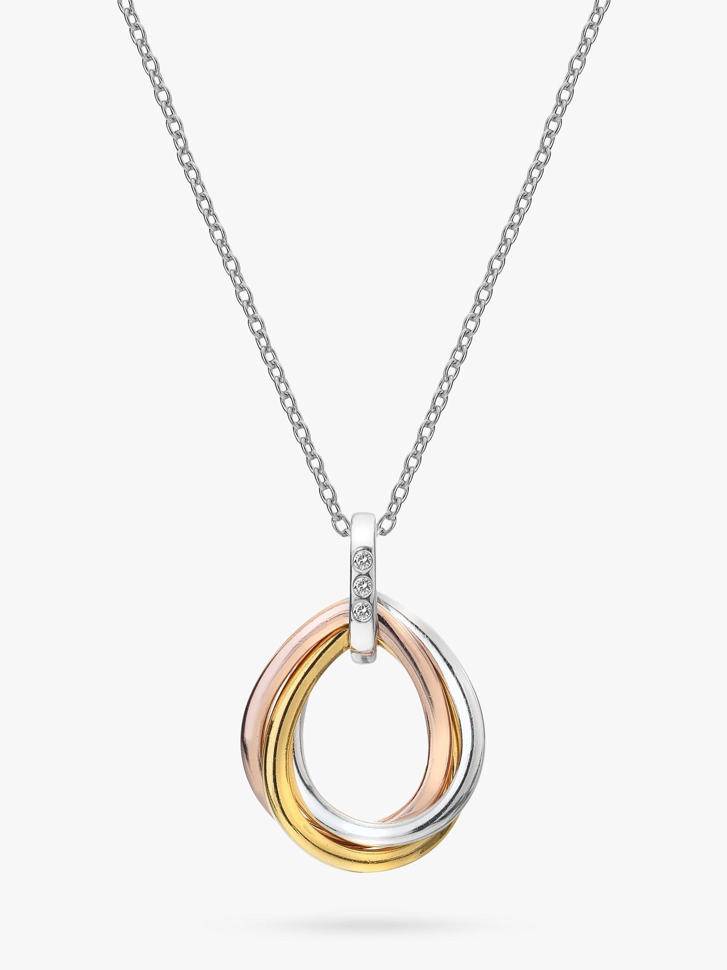 Hot Diamonds Interlinked Teardrop Pendant Necklace, Multi Gold/Silver