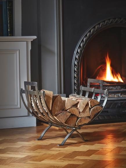 Ivyline Linear Log Basket, Pewter, Pewter