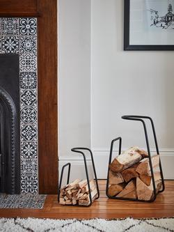 Ivyline Contemporary Iron Log Holders, Set of 2, Black, Black