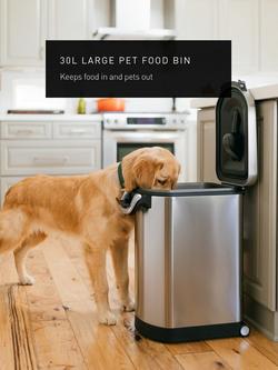 simplehuman Pet Food Storage Bin, Large, Brushed Stainless Steel, 30L - view 2, Silver