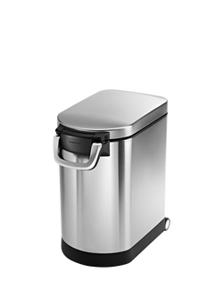 Simplehuman Pet Food Storage Bin, Medium, Brushed Stainless Steel, 25L, Brushed Chrome