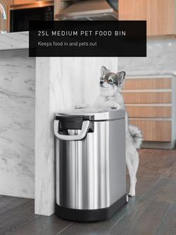 Simplehuman Pet Food Storage Bin, Medium, Brushed Stainless Steel, 25L - view 2, Brushed Chrome