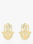 IBB 9ct Gold Filigree Hamsa Hand Stud Earrings