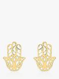 IBB 9ct Gold Filigree Hamsa Hand Stud Earrings