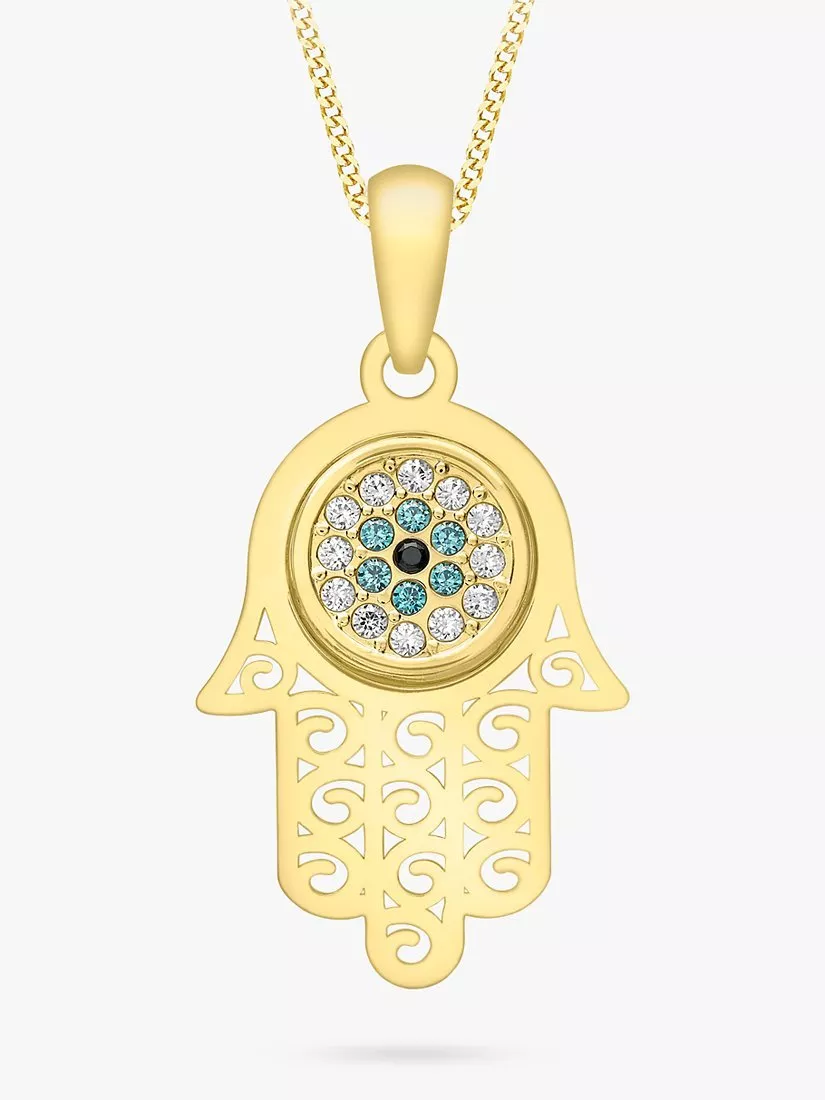 LIV Baby 18k Yellow Gold over Sterling Silver Evil Eye Protection Hamsa/ Hand of God shop & Crown Baby Pin