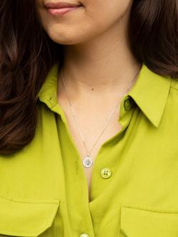 IBB 9ct White Gold St Christopher Round Medal Satin Pendant Necklace - view 2, Silver