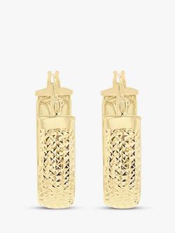 IBB 9ct Gold Diamond Cut Double Hoop Creole Earrings - view 2, Gold