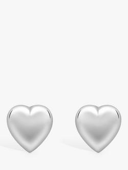 IBB 9ct Gold Puff Heart Stud Earrings, White Gold