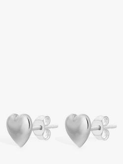 IBB 9ct Gold Puff Heart Stud Earrings - view 2, White Gold