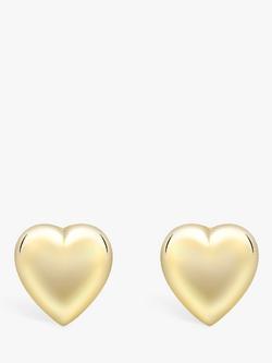 IBB 9ct Gold Puff Heart Stud Earrings, Yellow Gold