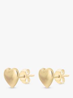 IBB 9ct Gold Puff Heart Stud Earrings - view 2, Yellow Gold