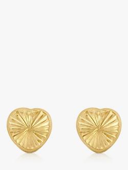 IBB 9ct Gold Diamond Cut Heart Stud Earrings, Gold