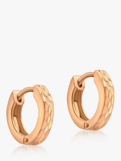 IBB 9ct Gold Diamond Cut Creole Hoop Earrings, Rose Gold