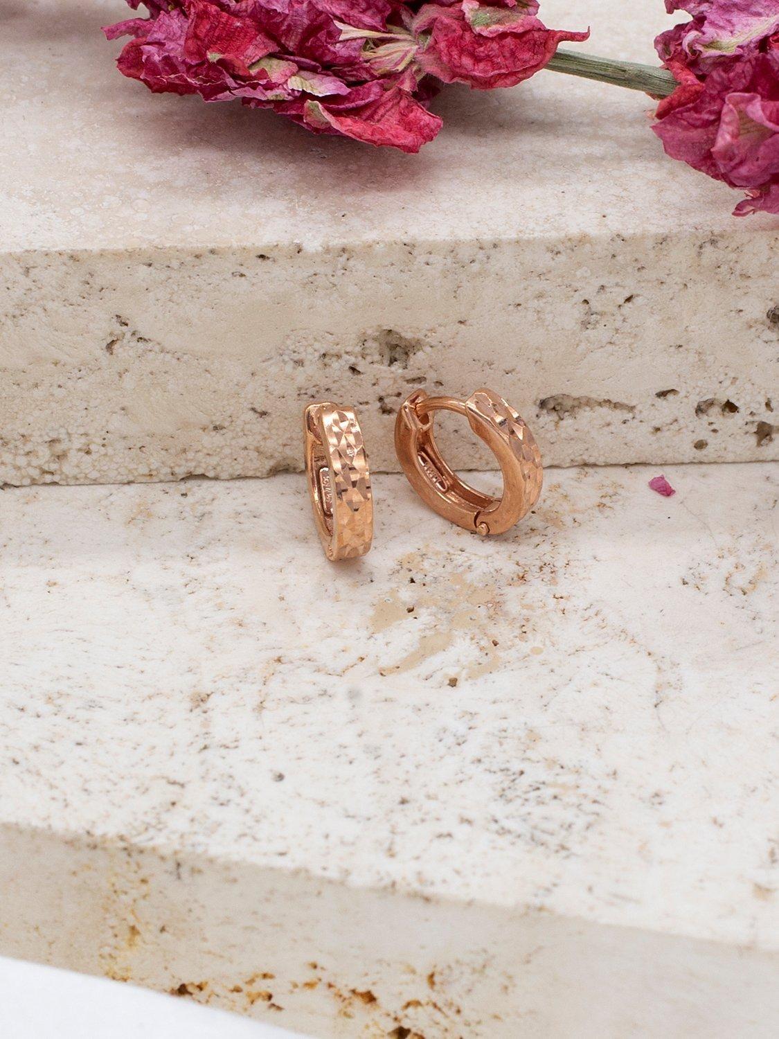 Product image 3 of 4, which shows IBB 9ct Gold Diamond Cut Creole Hoop Earrings, Rose Gold