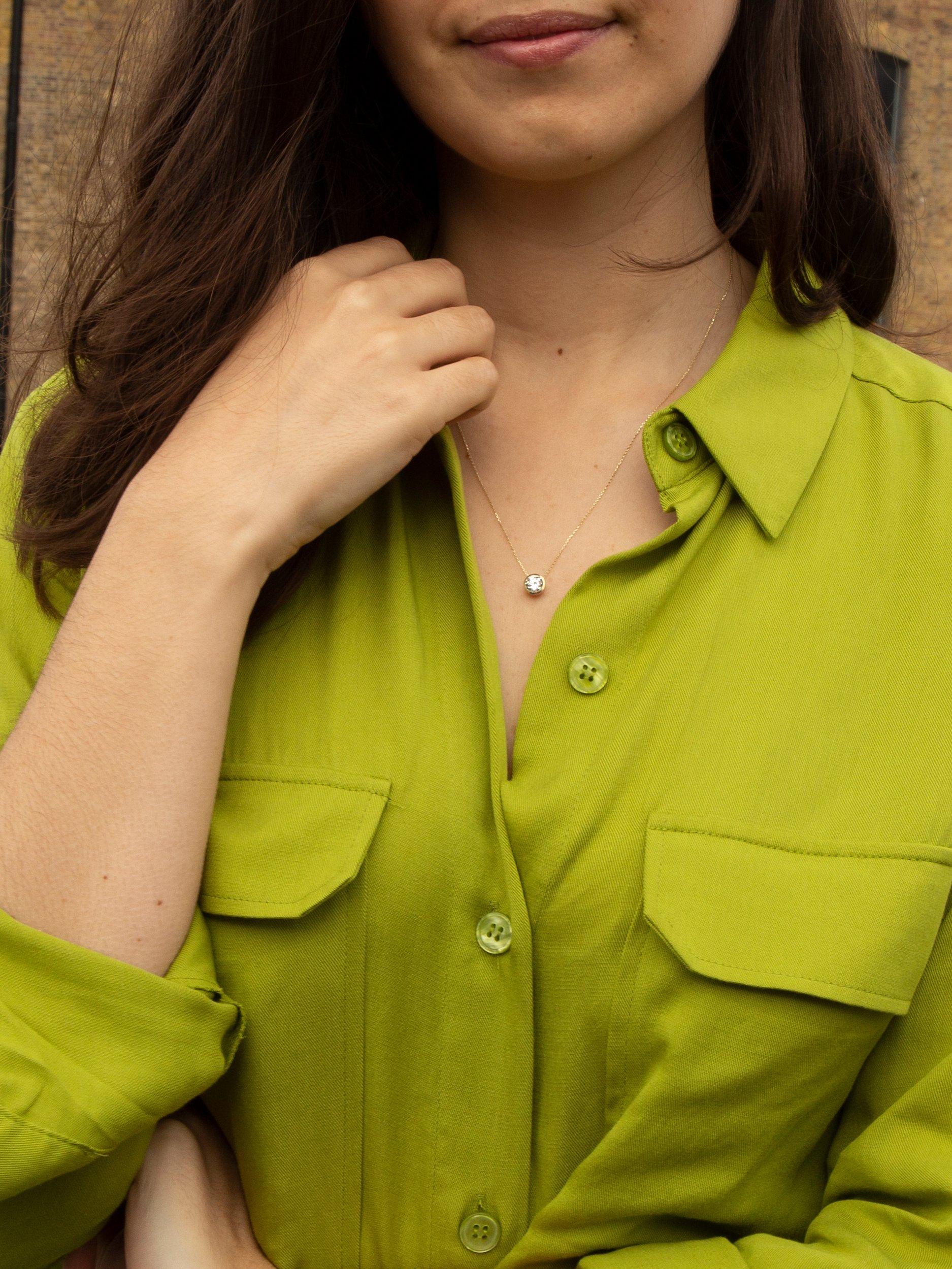 Product image 2 of 3, which shows IBB 9ct Gold Cubic Zirconia Slider Pendant Necklace