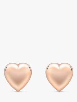 IBB 9ct Gold Puff Heart Stud Earrings, Rose Gold