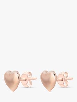IBB 9ct Gold Puff Heart Stud Earrings - view 2, Rose Gold