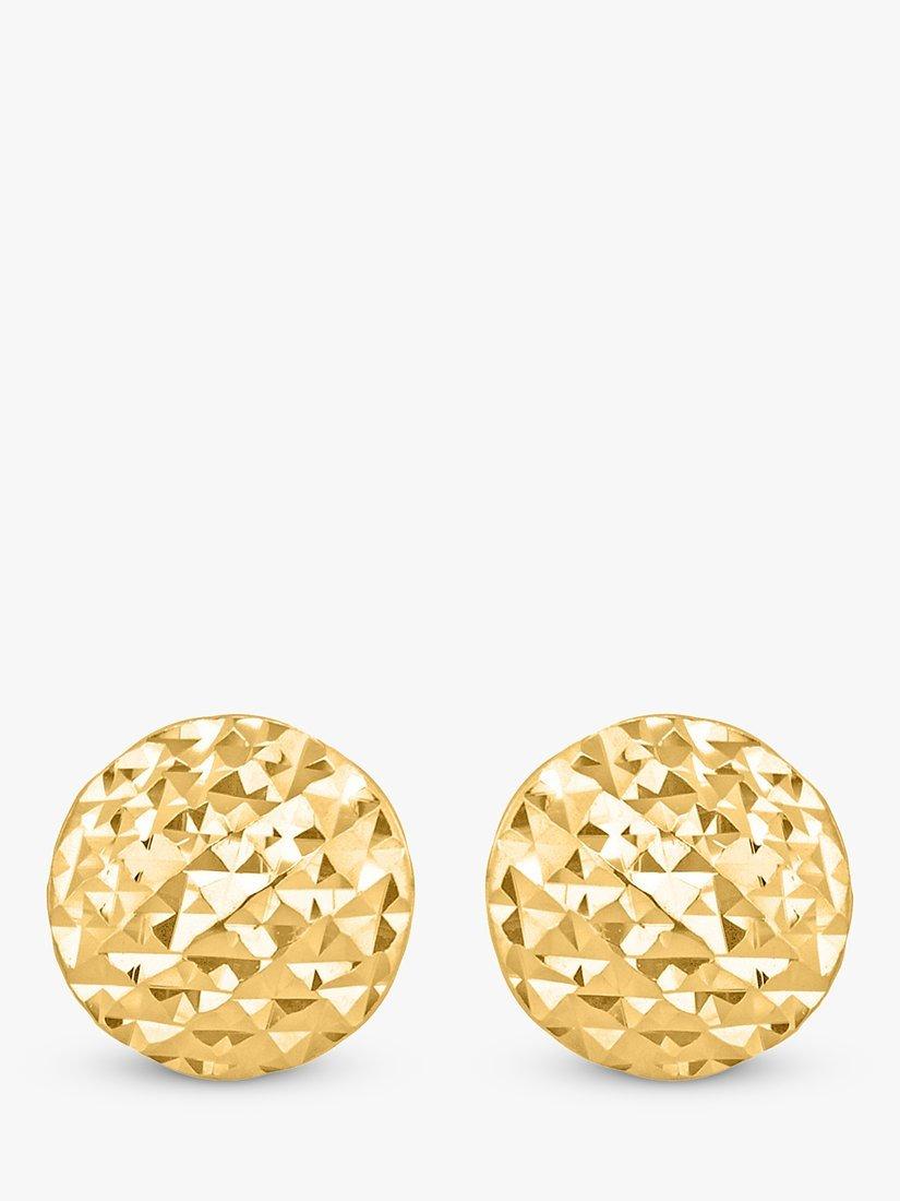 IBB 9ct Gold Diamond Cut Button Stud Earrings