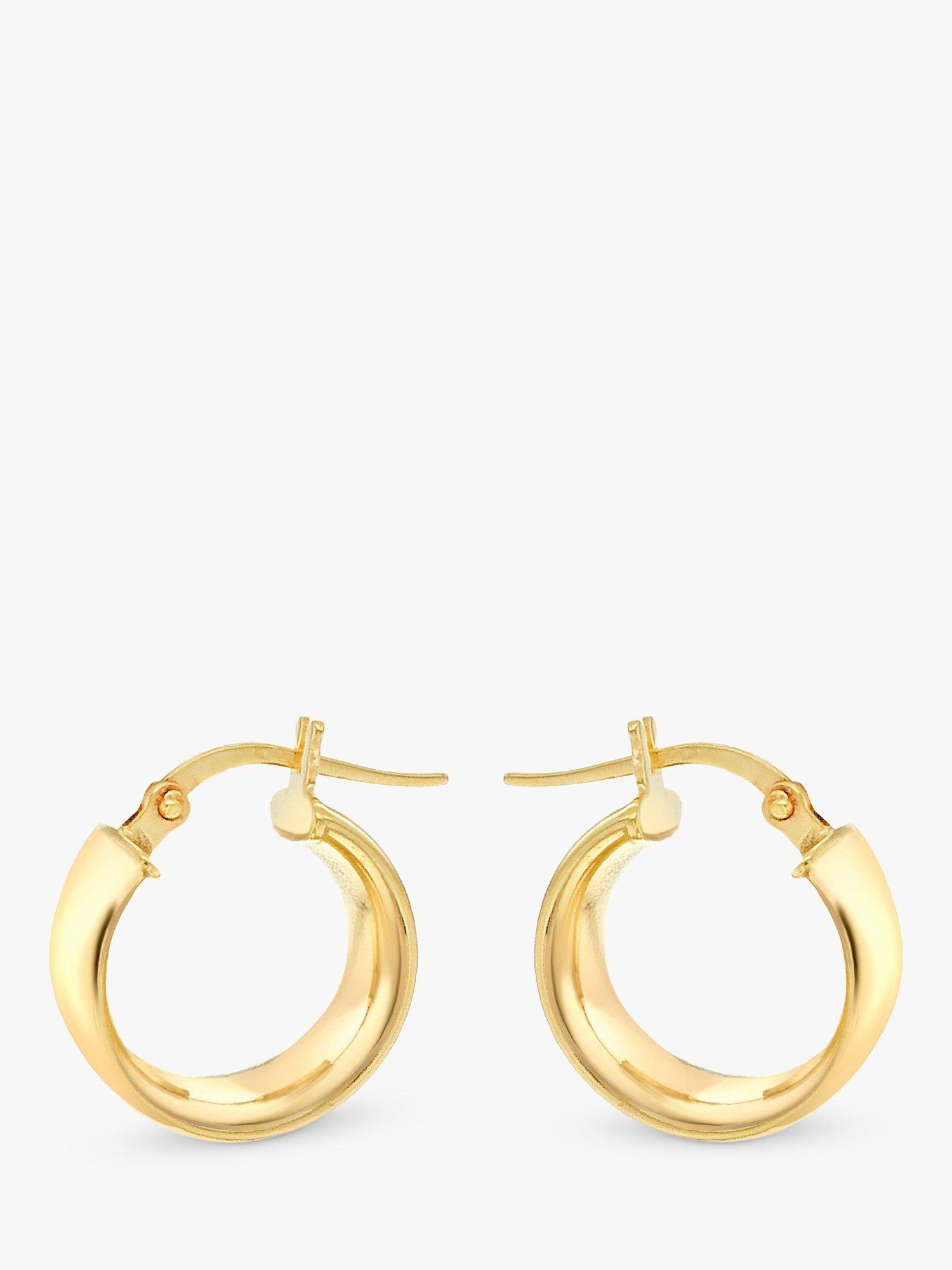 Product image 4 of 4, which shows IBB 9ct Gold Wide Creole Hoop Earrings