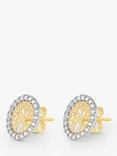 IBB 9ct Gold Cubic Zirconia Life Tree Stud Earrings, Yellow Gold/White Gold