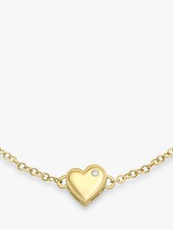 IBB 9ct Gold Diamond Heart Chain Bracelet - view 2, Gold