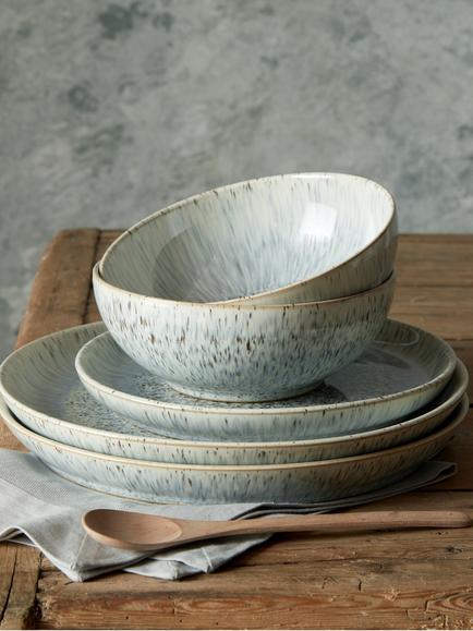 Denby Halo Speckle Stoneware Coupe Dinnerware Set, 12 Piece, Grey - view 2, Grey