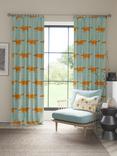 Scion Mr Fox 2 Furnishing Fabric, Sky/Tangerine/Chalk