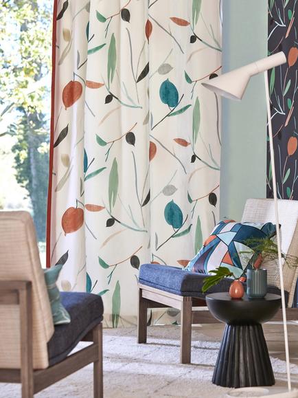 Scion Oxalis Furnishing Fabric - view 2, Pimento/Marine