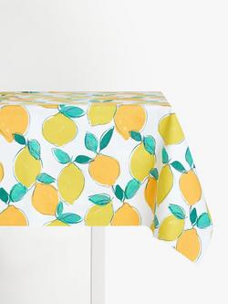 John Lewis Lemon Zest Oilcloth Tablecloth Fabric, Yellow, Yellow