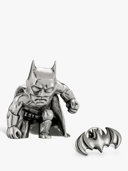 Royal Selangor Mini Batman Figurine and Lapel Pin Set, Silver