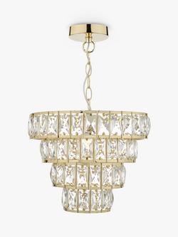 Där Cerys Crystal Chandelier Ceiling Light, Gold, Gold