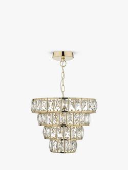 Där Cerys Crystal Chandelier Ceiling Light, Gold - view 2, Gold