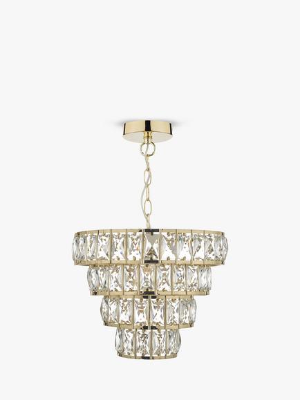 Där Cerys Crystal Chandelier Ceiling Light, Gold - view 2, Gold
