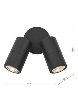 Där Ortega LED Double Outdoor Wall Light - view 2, Black