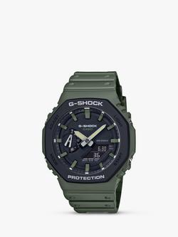 Casio GA-2110SU-3AER Men's G-Shock Resin Strap Watch, Green/Black, Green/Black