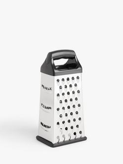 John Lewis Stainless Steel 4-Sided Box Grater, Black Black