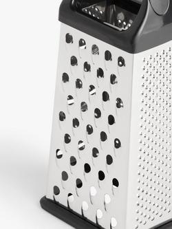 John Lewis Stainless Steel 4-Sided Box Grater - view 2, Black Black