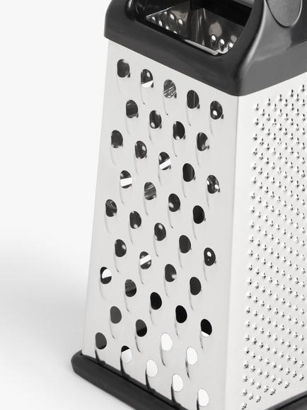 John Lewis Stainless Steel 4-Sided Box Grater - view 2, Black Black