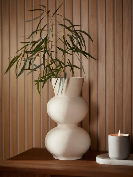 John Lewis Totem Earthenware Vase, H33cm, Natural - view 2, Natural