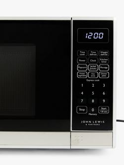 John Lewis JLSMWO08 Microwave, Silver - view 2, Stainless Steel