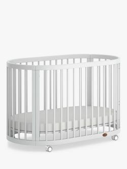 Boori Oasis Oval Cotbed with Premium Foam Oval Cot Mattress, 119 x 64cm, White