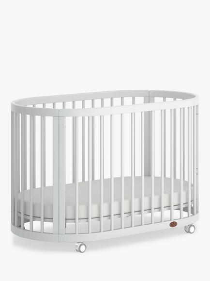 Boori Oasis Oval Cotbed with Premium Foam Oval Cot Mattress, 119 x 64cm, White