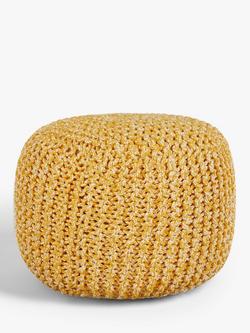 John Lewis Chunky Knitted Pouffe, Mustard