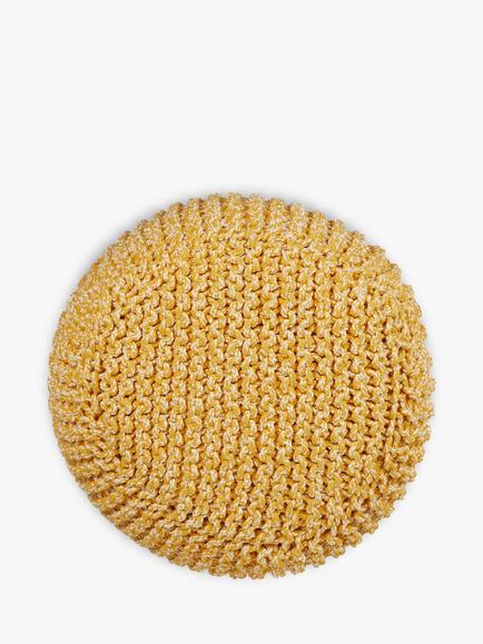 John Lewis Chunky Knitted Pouffe - view 2, Mustard