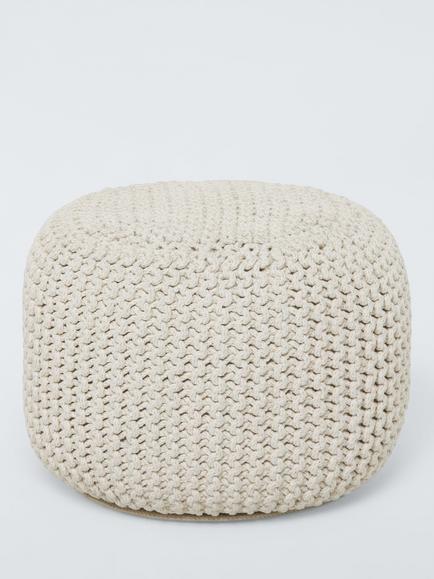 John Lewis Chunky Knitted Pouffe, White