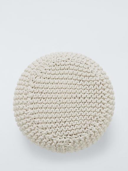 John Lewis Chunky Knitted Pouffe - view 2, White